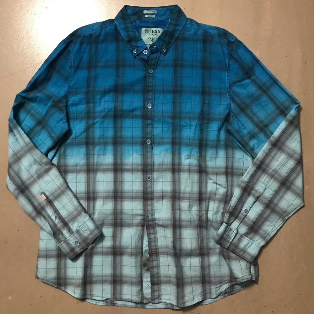 Guess Plaid gradient button up